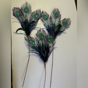 (3) Pier 1 Peacock Glitter Feather Spray